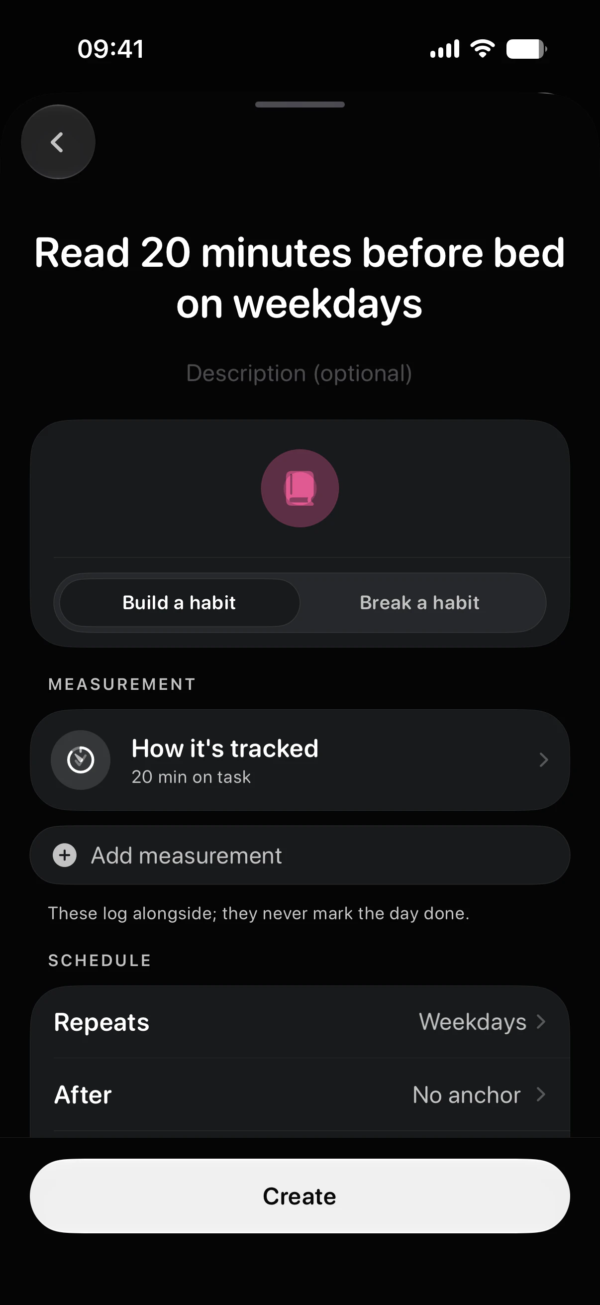 Eki sets the measurement and schedule from a habit described in plain words.